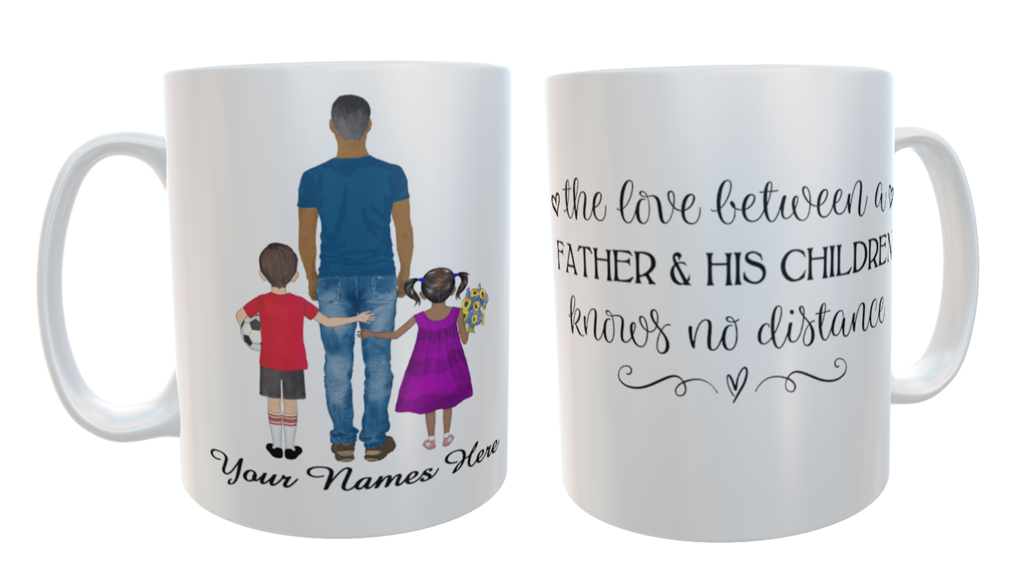 Father & Children Ceramic Mug, Custom Father and Child Mug